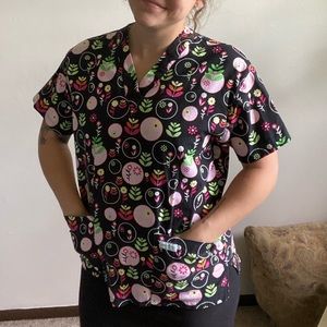 Decorative scrub top